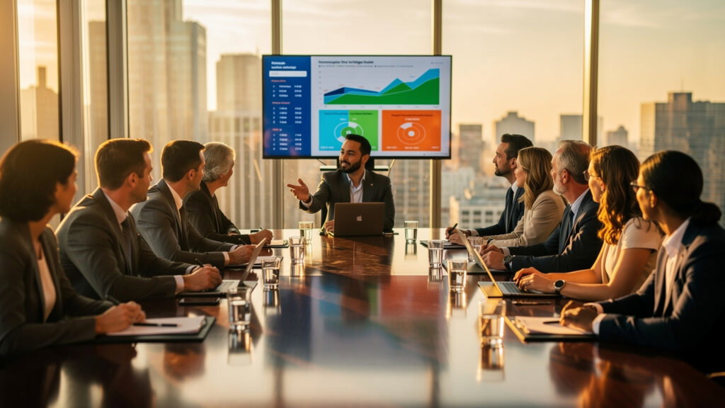 Procurement kpi review executive boardroom